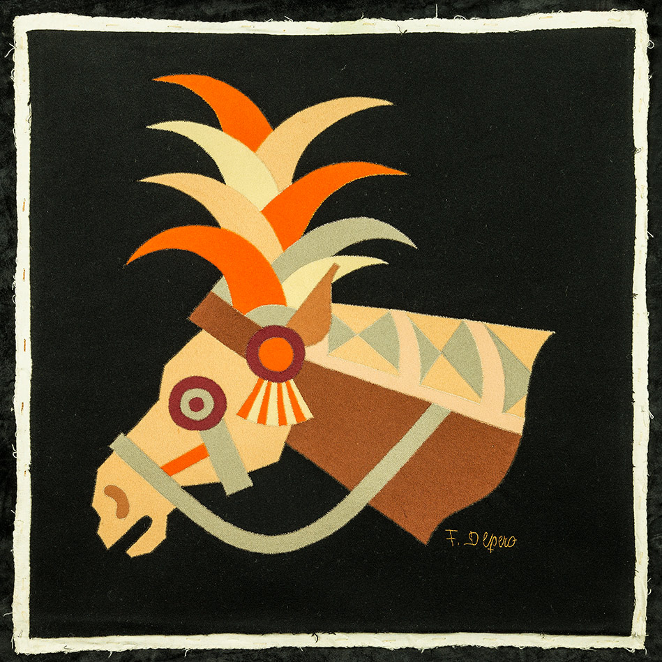 Testa di cavallo, (1938), tarsia in panno - Fortunato Depero 