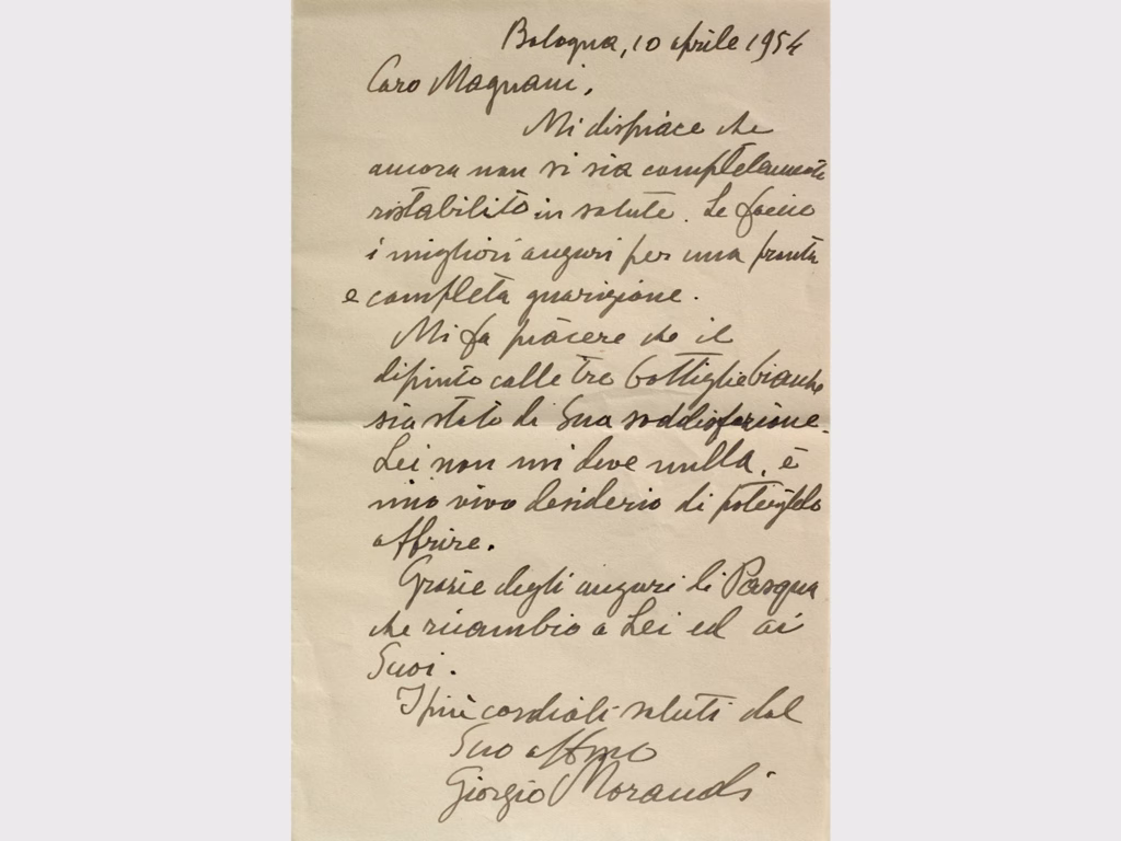 Lettera di Giorgio Morandi a Luigi Magnani del 10 aprile 1954