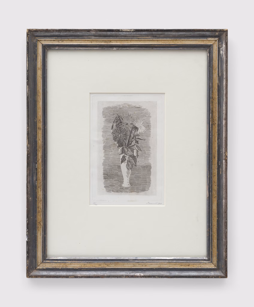 Giorgio Morandi, Fiori in un vasetto bianco, acquaforte del 1928